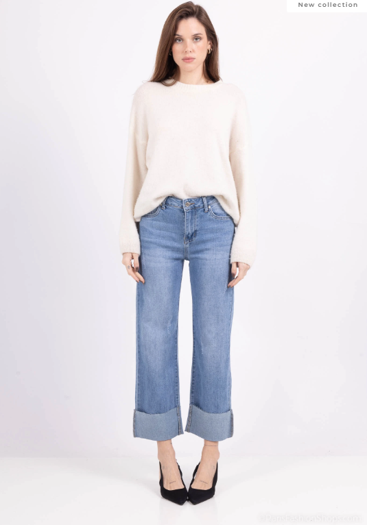 Novo Creation - Crop Wide Leg - Stone Used