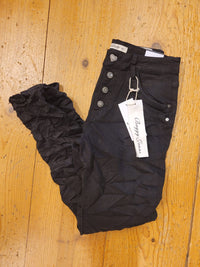 Jewelly Jeans - Twill Black met sierknopen