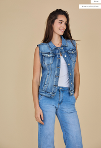 Ana & Lucy - Denim Gilet - Stone Used