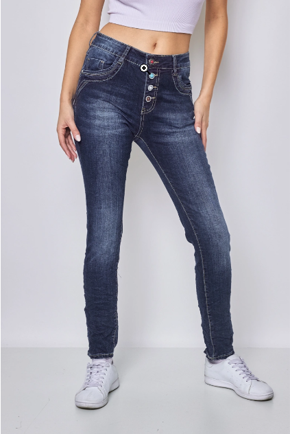 Jewelly Jeans - Dark Stone met gekleurde knopen
