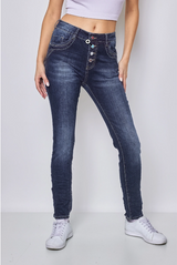Jewelly Jeans - Dark Stone met gekleurde knopen
