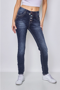 Jewelly Jeans - Dark Stone met gekleurde knopen