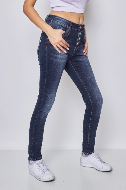 Jewelly Jeans - Dark Stone met gekleurde knopen