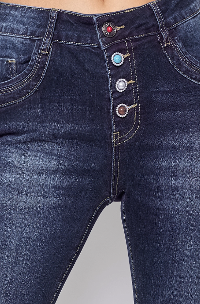 Jewelly Jeans - Dark Stone met gekleurde knopen