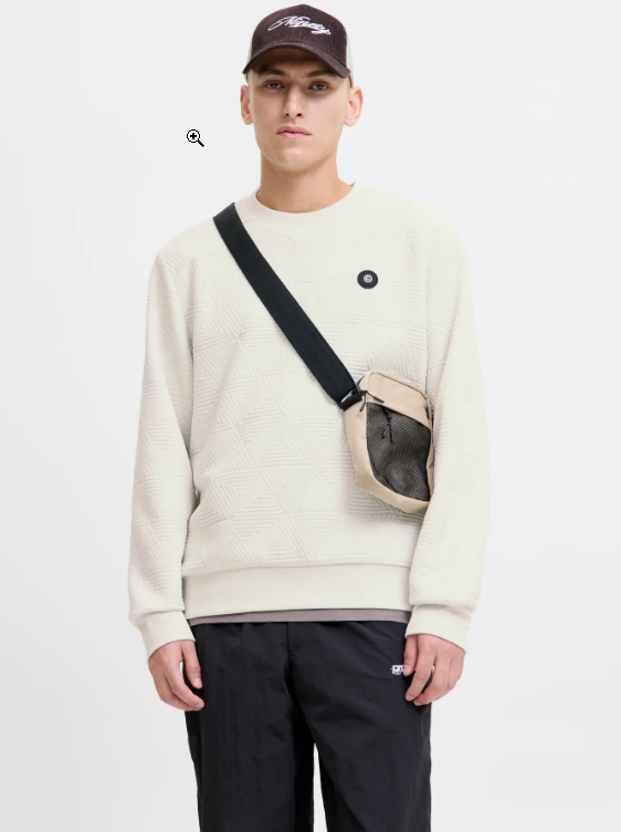 Jack & Jones - Sweat Geo - Marshmallow (Wit)