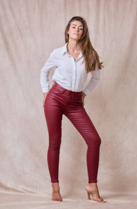 Ana & Lucy - Coated Pants - Dark Red