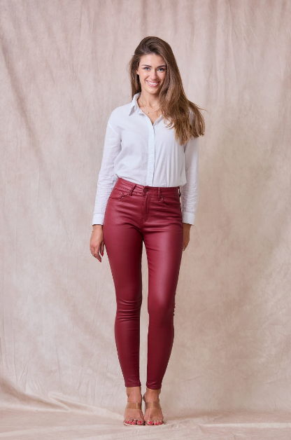 Ana & Lucy - Coated Pants - Dark Red