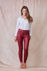 Ana & Lucy - Coated Pants - Dark Red