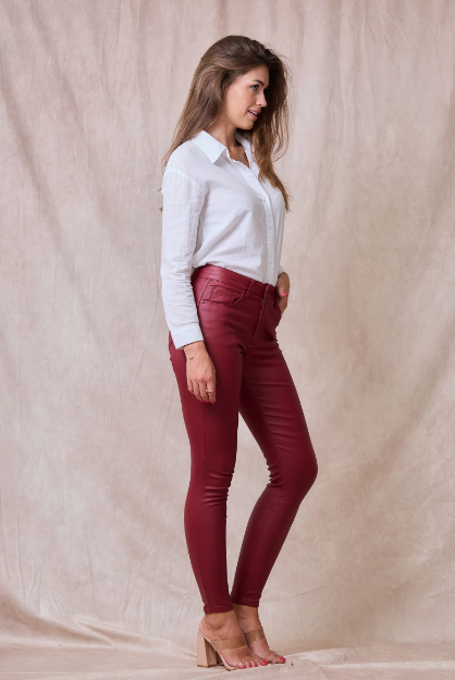 Ana & Lucy - Coated Pants - Dark Red