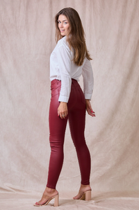 Ana & Lucy - Coated Pants - Dark Red