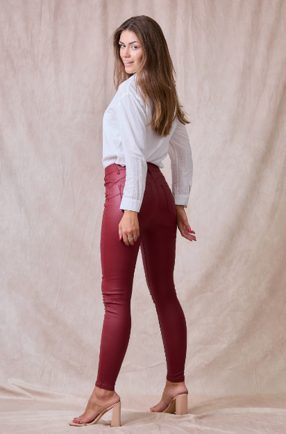 Ana & Lucy - Coated Pants - Dark Red