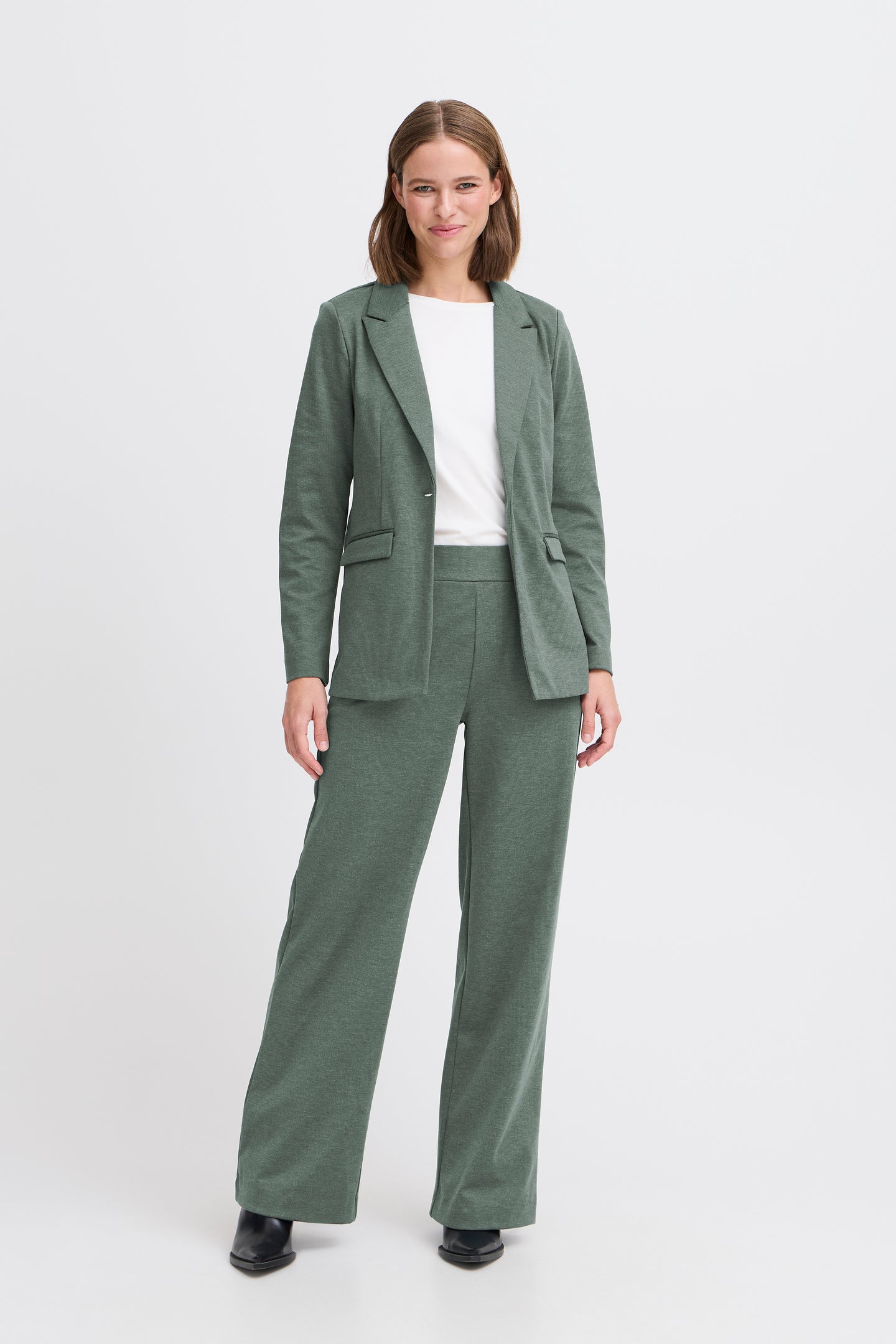 B.young - Rizetta Wide Pants - Green Gables Melange