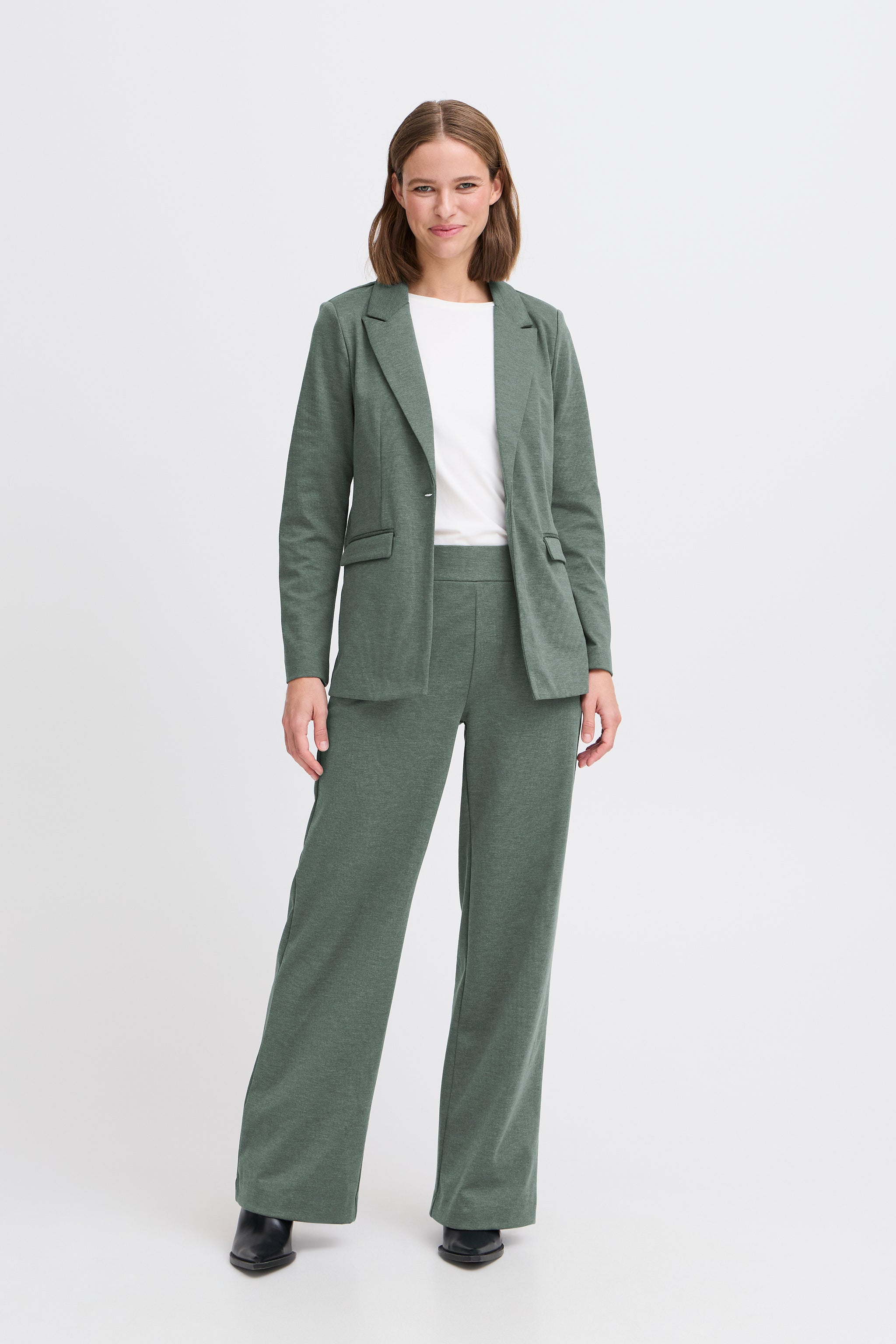 B.young - Rizetta Wide Pants - Green Gables Melange