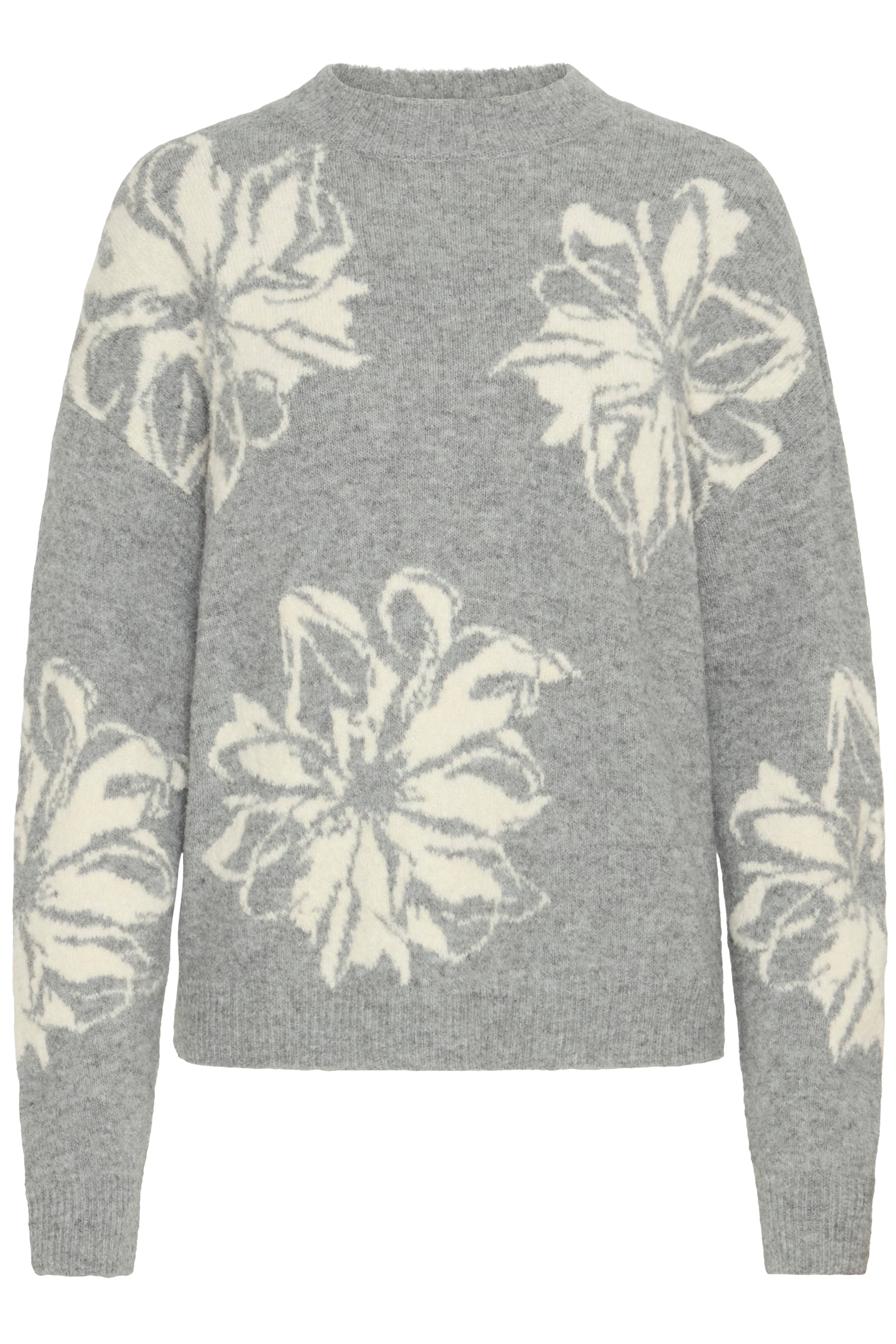 B.young - Jumper Omea Flower - Mid Grey Melange