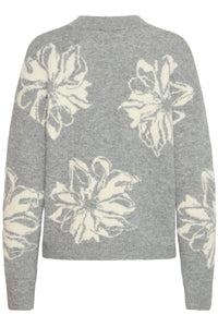 B.young - Jumper Omea Flower - Mid Grey Melange