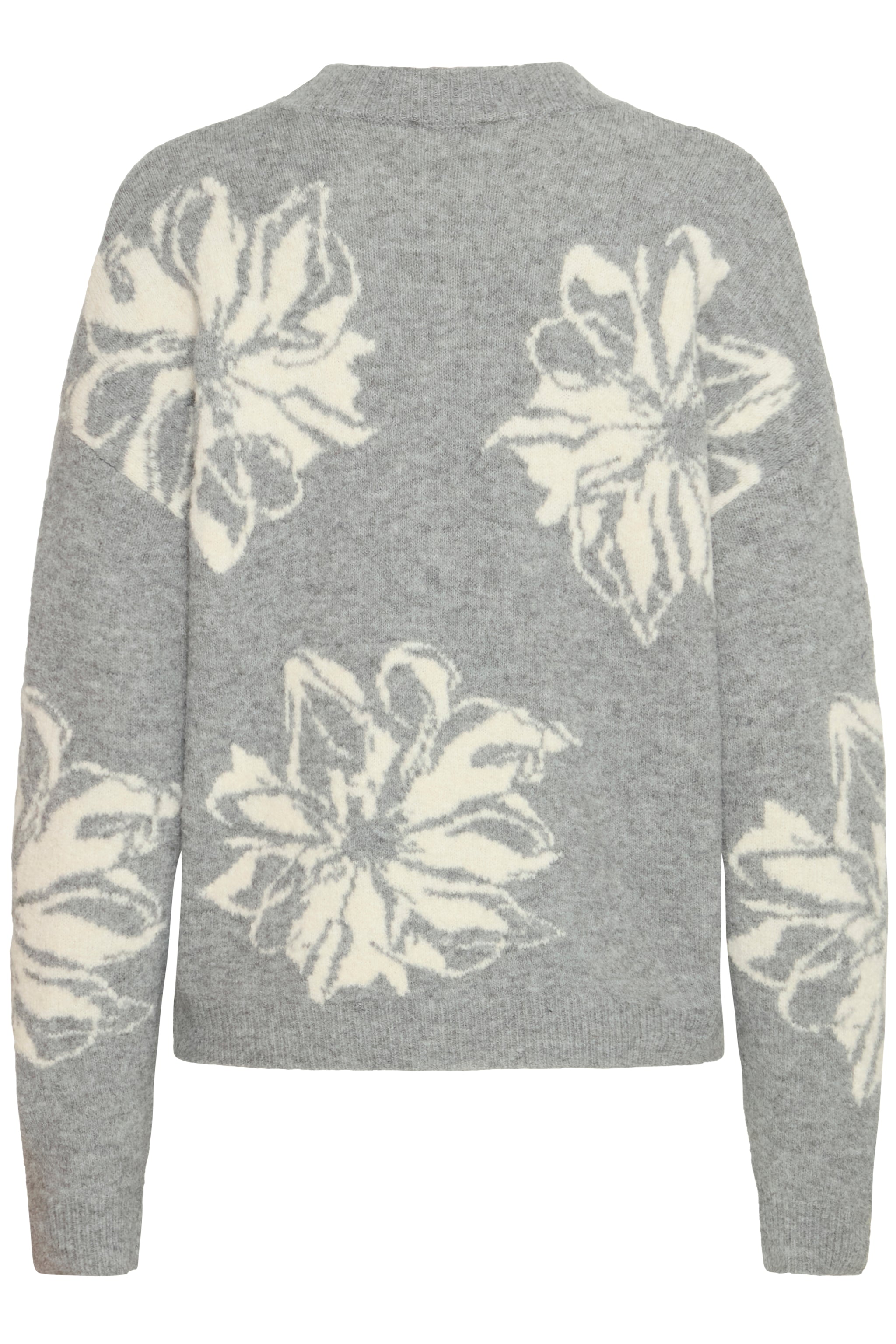 B.young - Jumper Omea Flower - Mid Grey Melange
