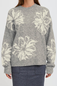 B.young - Jumper Omea Flower - Mid Grey Melange