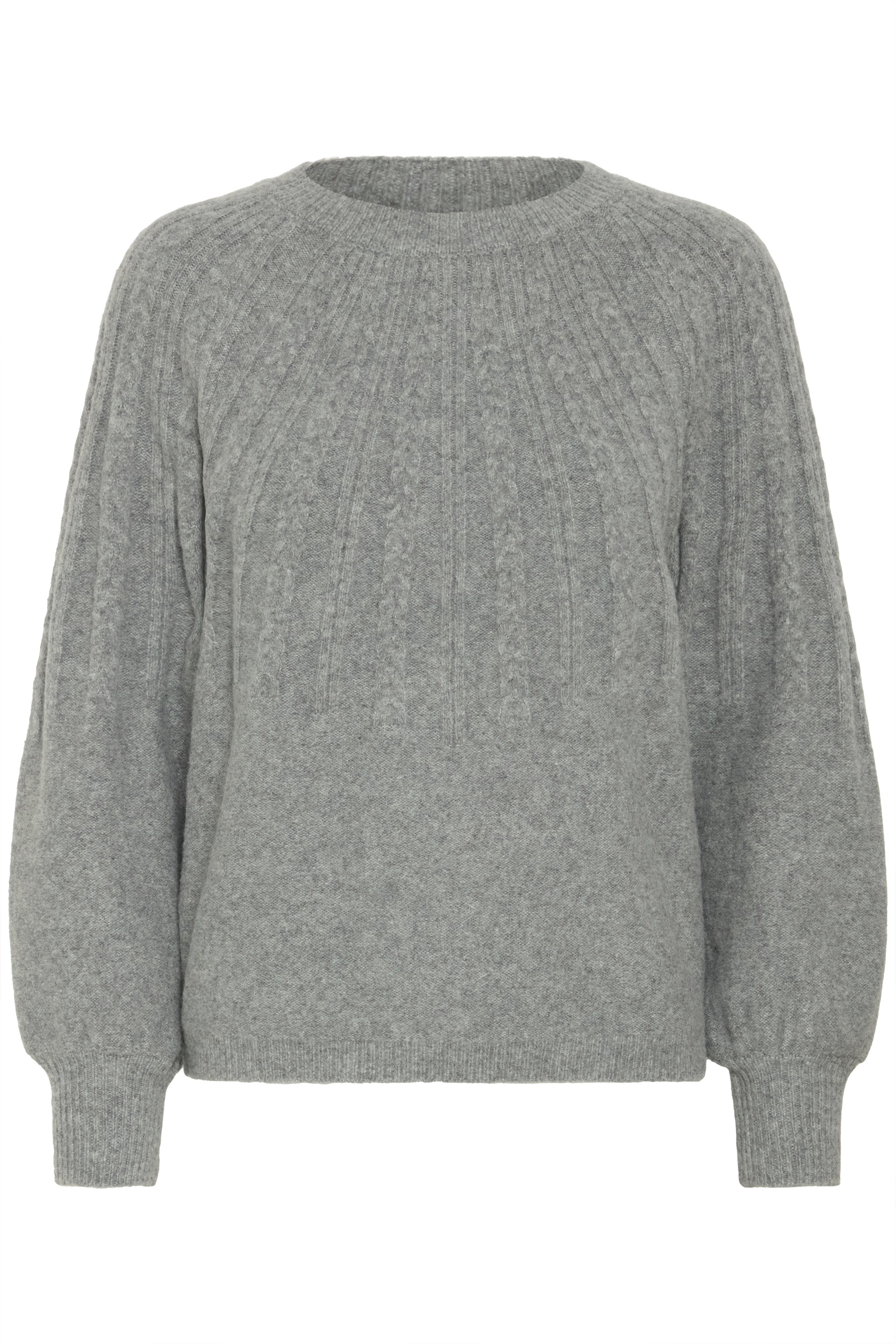 B.young - Cable Jumper Magge - Mid Grey Melange