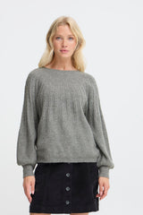B.young - Cable Jumper Magge - Mid Grey Melange