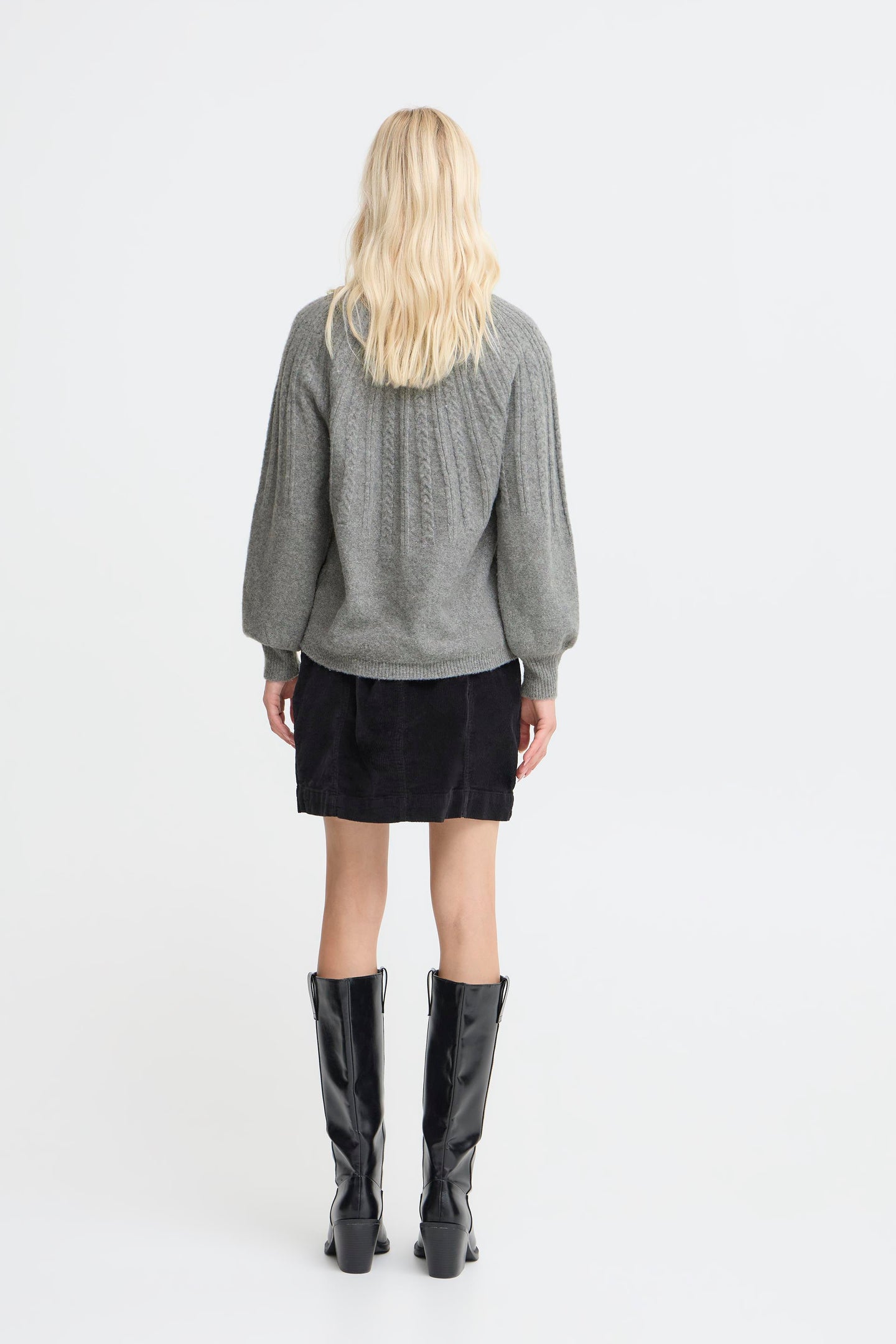 B.young - Cable Jumper Magge - Mid Grey Melange