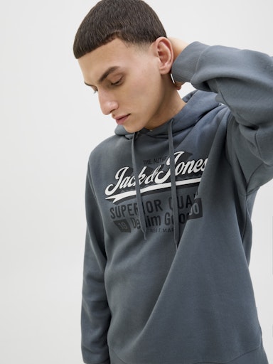 Jack & Jones - Hoodie Logo Sweat - Stormy Weather (Grijs)