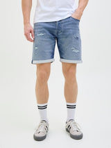 Jack & Jones - Denim Short Rick - Stone Used Damaged