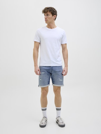 Jack & Jones - Denim Short Rick - Stone Used Damaged