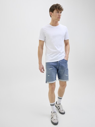Jack & Jones - Denim Short Rick - Stone Used Damaged